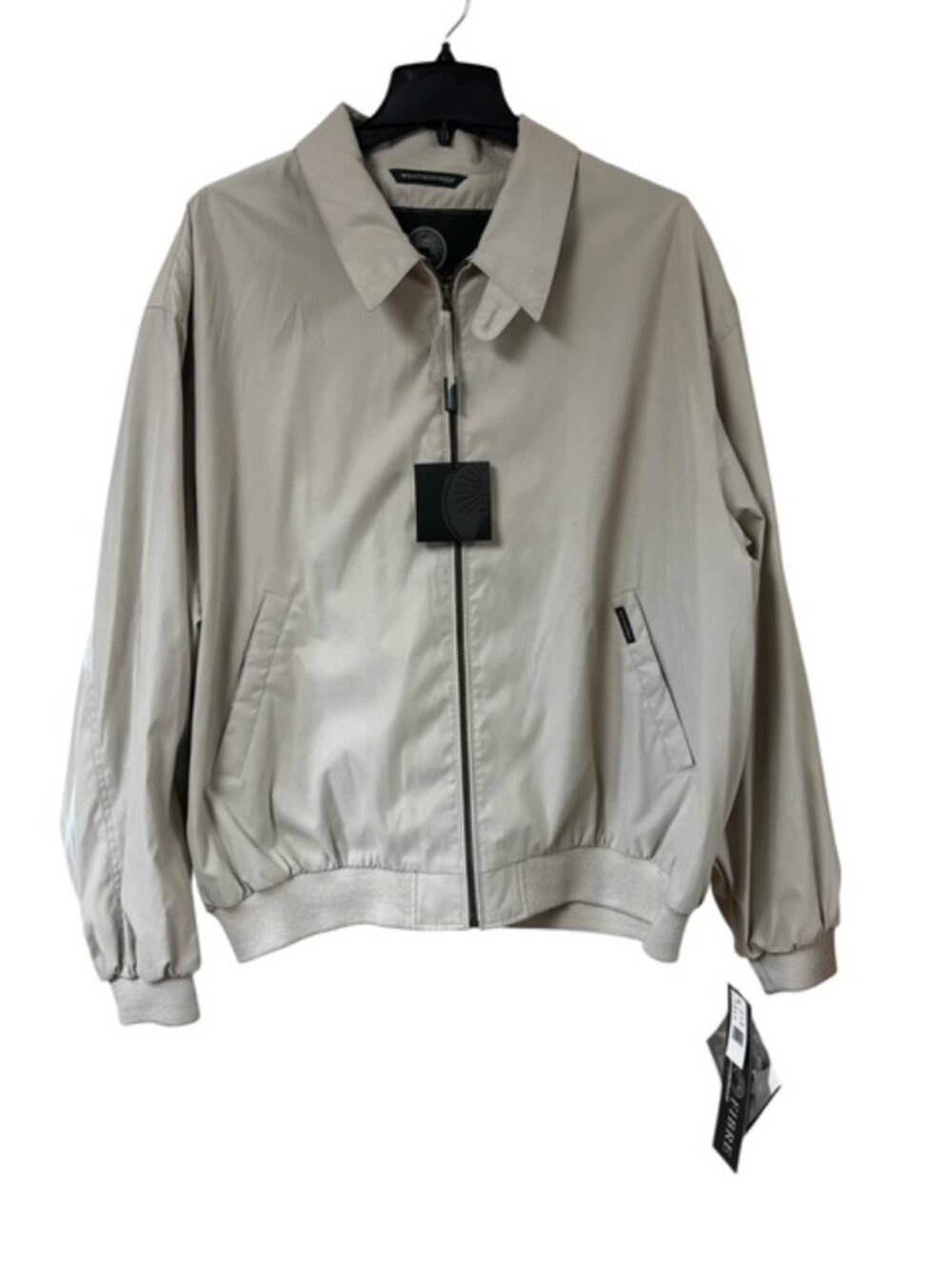 Weatherproof Jacket Mens 2XL Beige Microfiber Bomber Zip Elastic Waist Golf